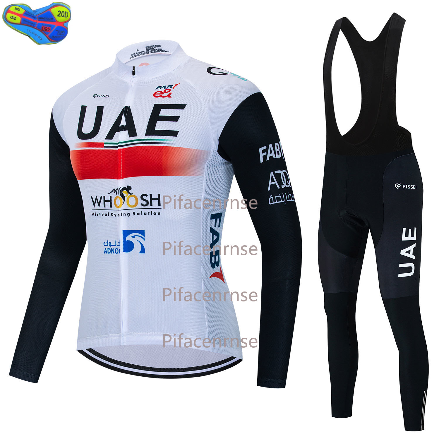 Mountain Biking Uae - 男性 Uae 通気性サイクリングジャージセット春秋長袖サイクリング服マウンテンバイクビブパンツ Ropa Ciclismo マイヨ