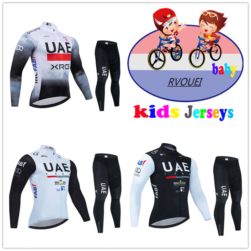Mountain Biking Uae - Uae チームベビーサイクリング服秋子供長袖ジャージセットマウンテンバイク服スーツ MTB 子供自転車ウェア Ciclismo