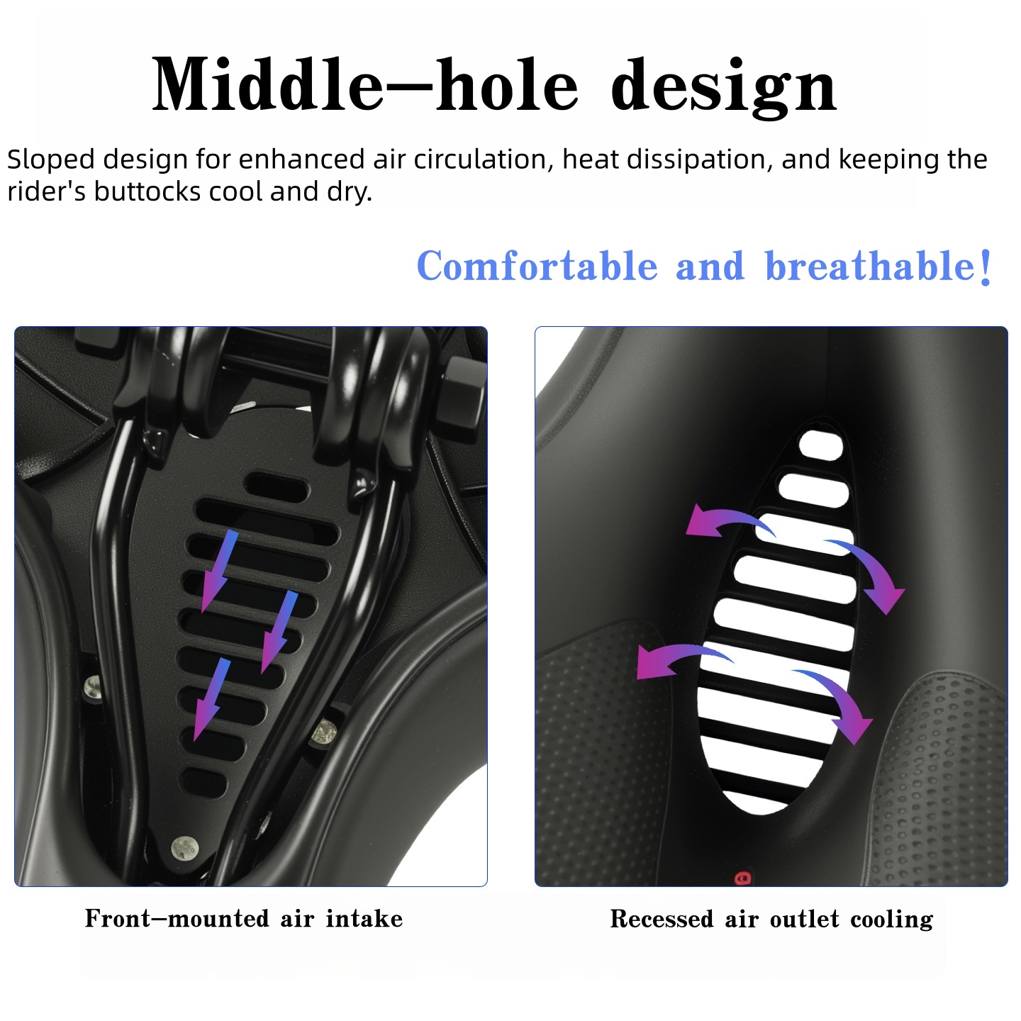快適な幅広厚手マウンテンバイクシート、人間工学に基づいた中空 - Mountain Biking Pads のレビューと価格