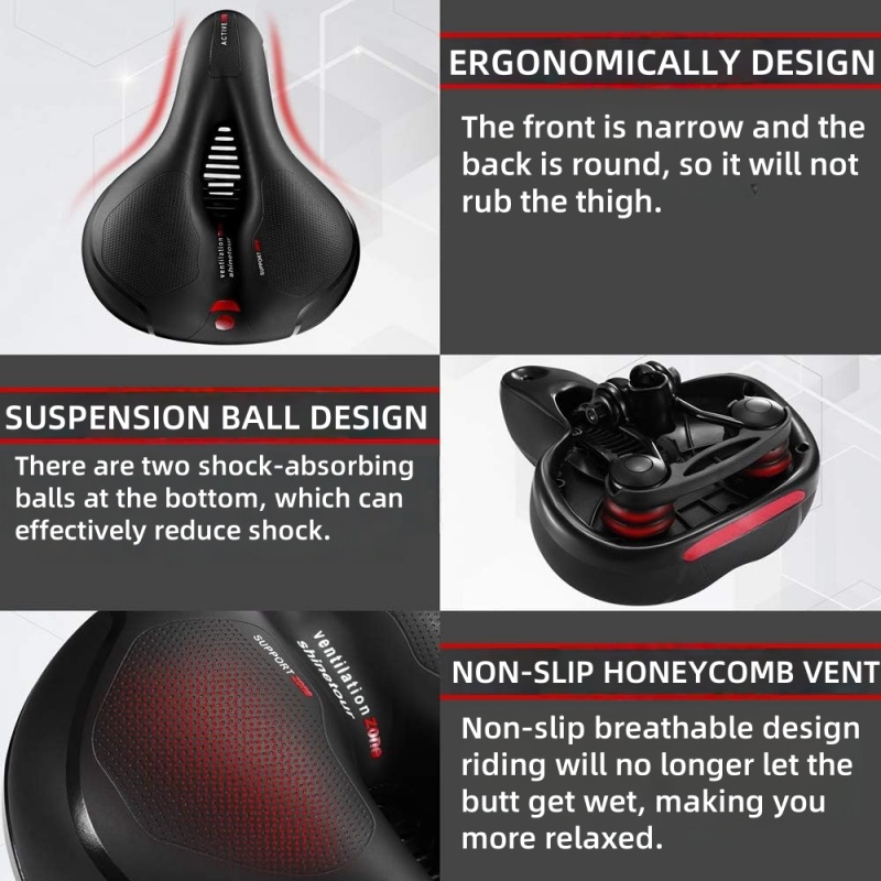 快適な幅広厚手マウンテンバイクシート、人間工学に基づいた中空 - Mountain Biking Pads のレビューと価格